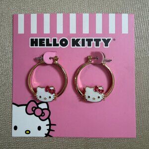 Hello Kitty Yellow Gold Plated Hoop Earrings